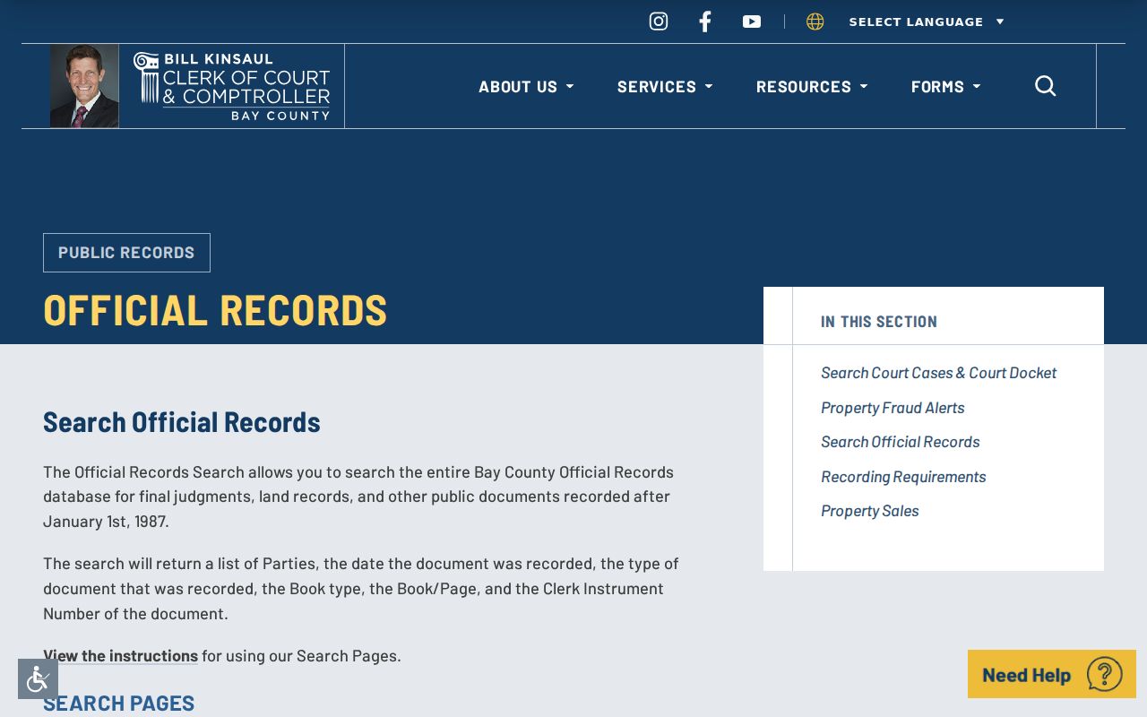 Panama City residents directory Bay County official records