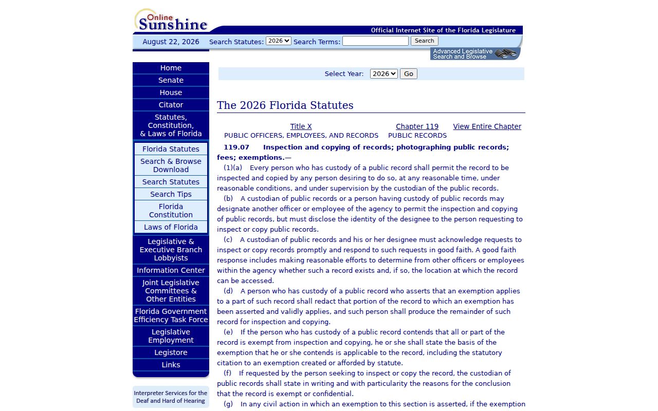 Panama City residents directory Florida public records law