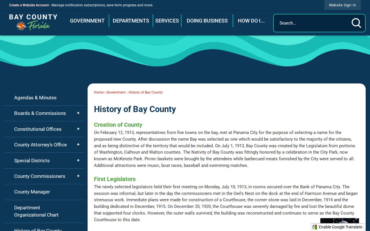 Bay County history source explaining Panama City neighborhood and record geography