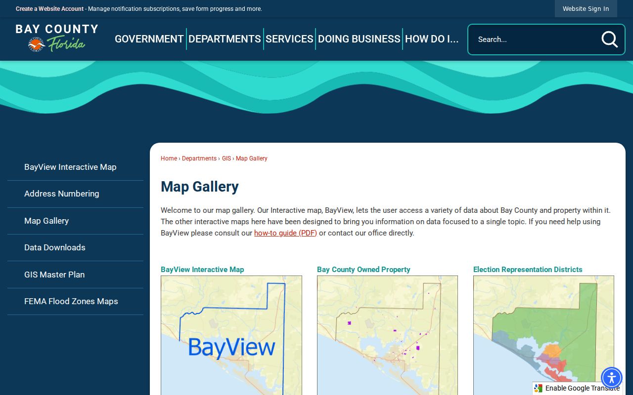 Panama City street directory view of the Bay County Map Gallery