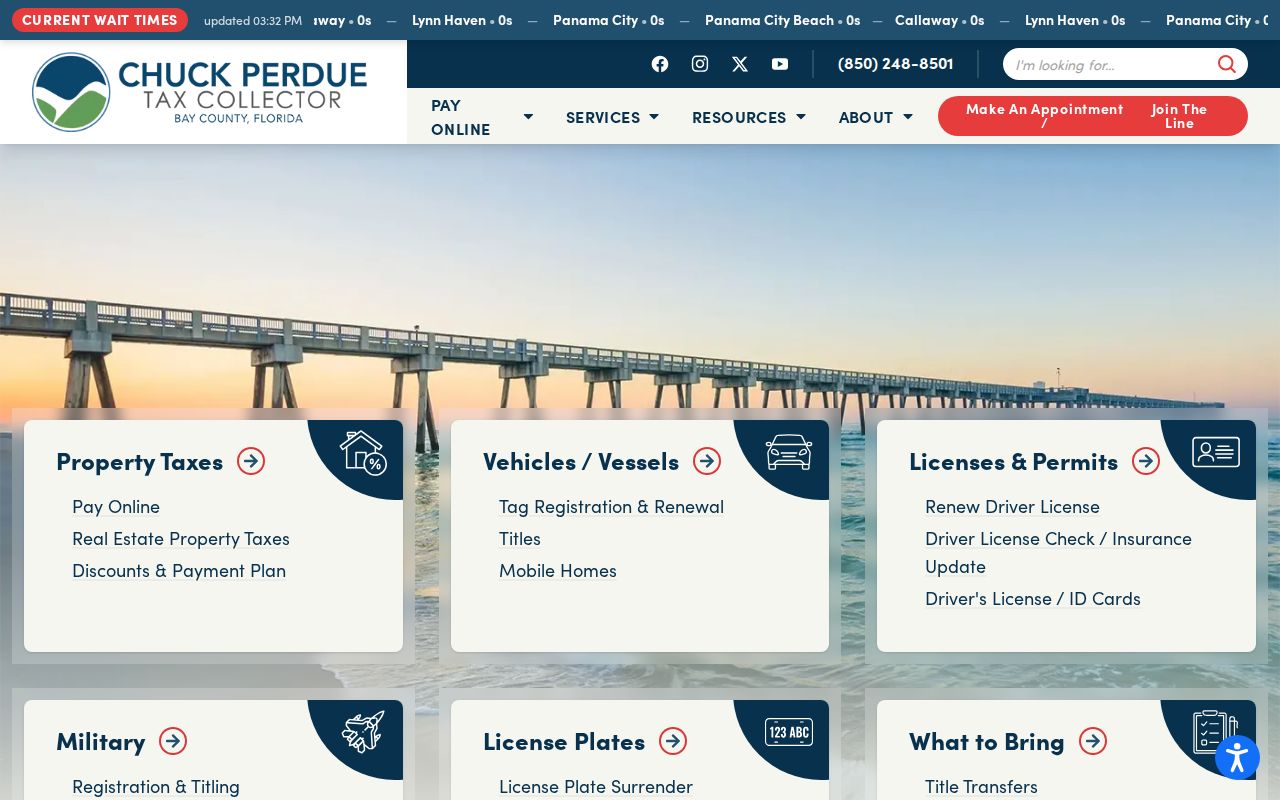 Bay County Tax Collector official site for Panama City tax records