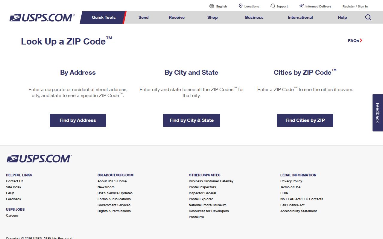 USPS ZIP Code Lookup for a Panama City postal address